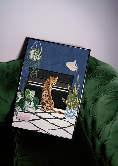 Quadro guepardo no piano