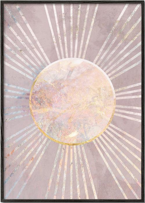 Arte abstrata sol central rosa