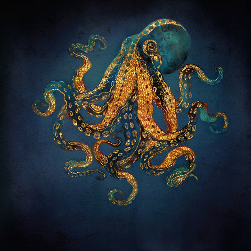 Polvo dourado sobre azul profundo