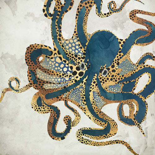 Obra polvo azul com manchas douradas