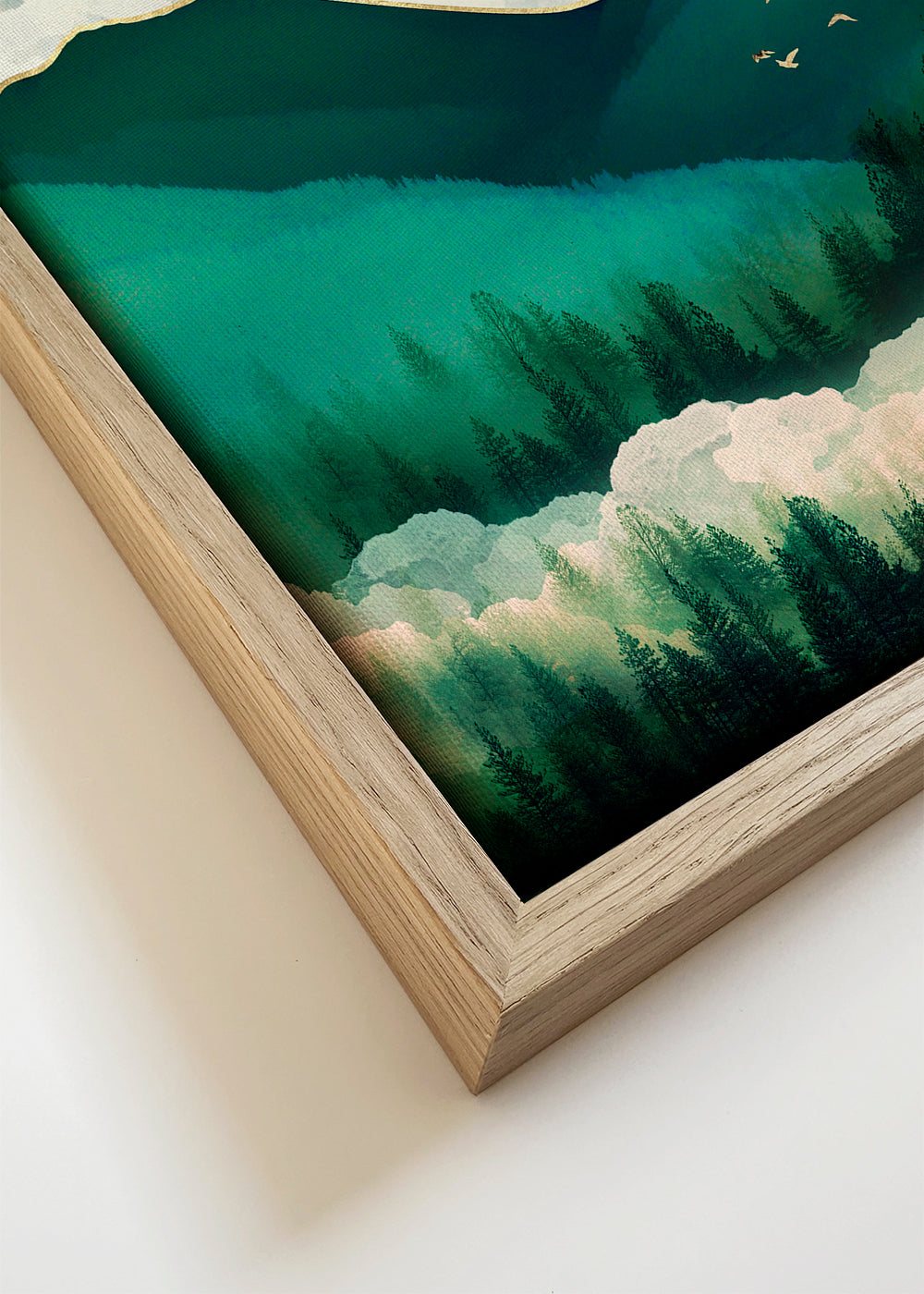 Quadro de paisagem com colinas esmeralda
