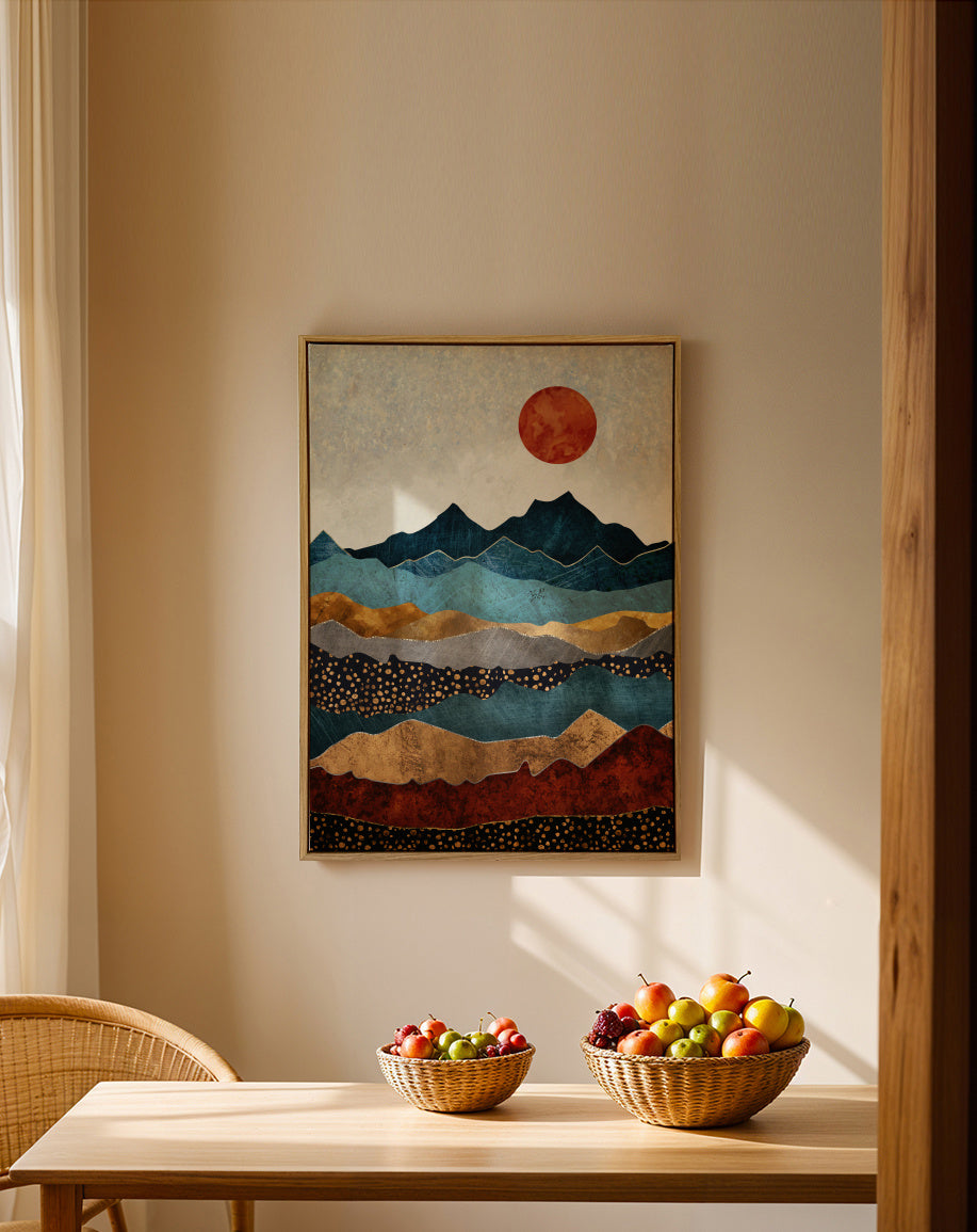 Amber Dusk - Framed canvas in an interior