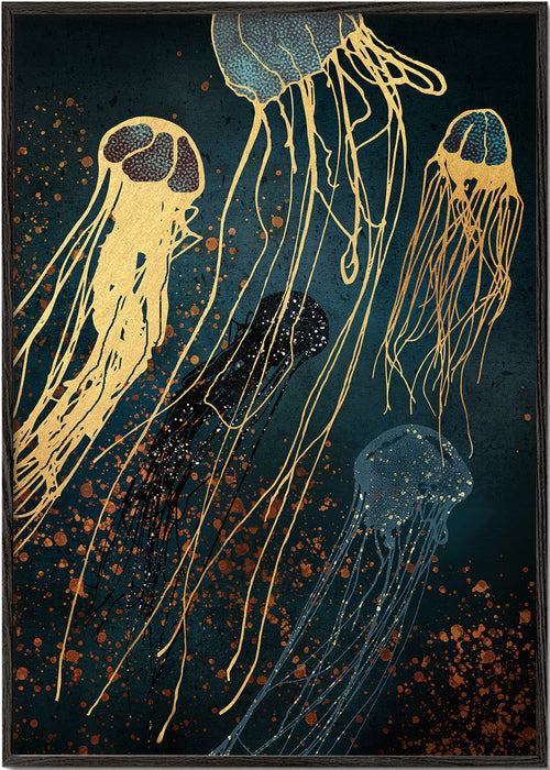 Arte para paisagem com medusas metálicas