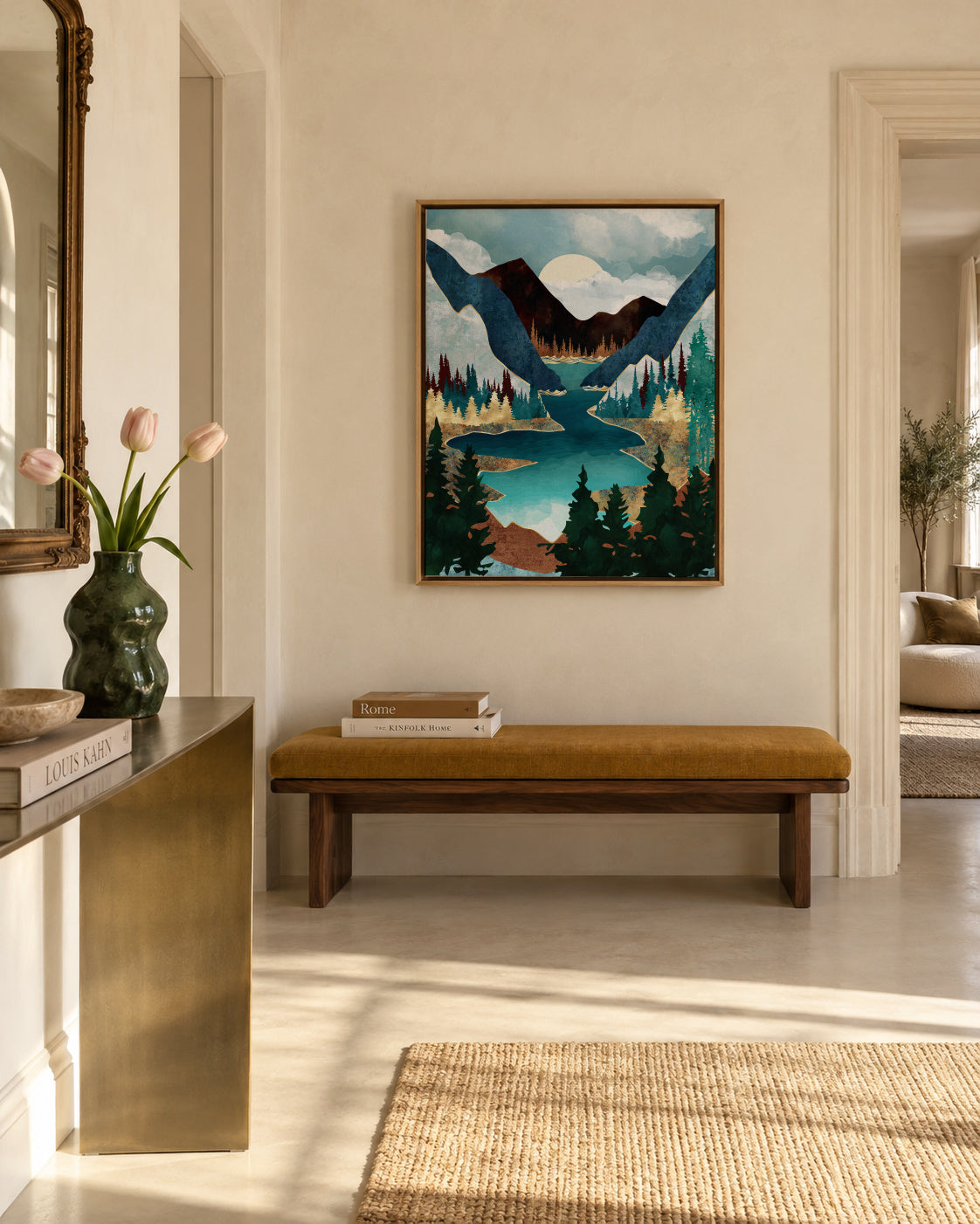 River Vista - Framed canvas in an interior