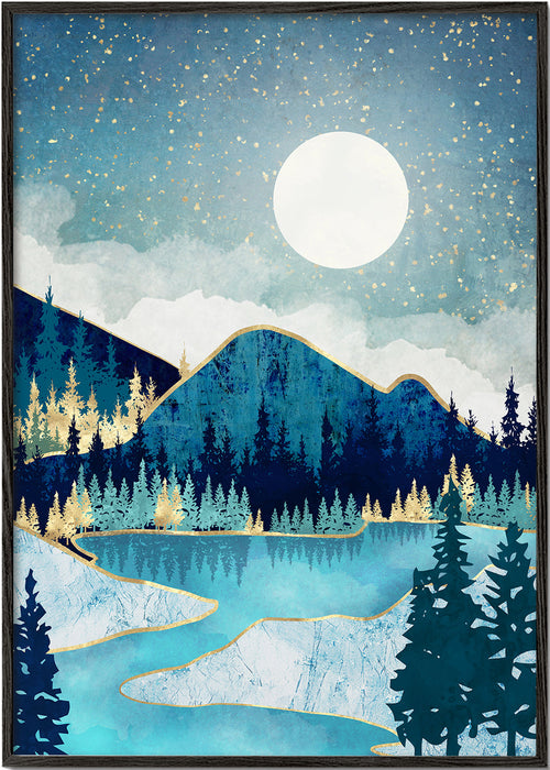 Paisagem lunar em tons azuis