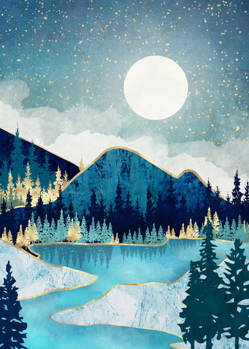Paisagem lunar em tons azuis