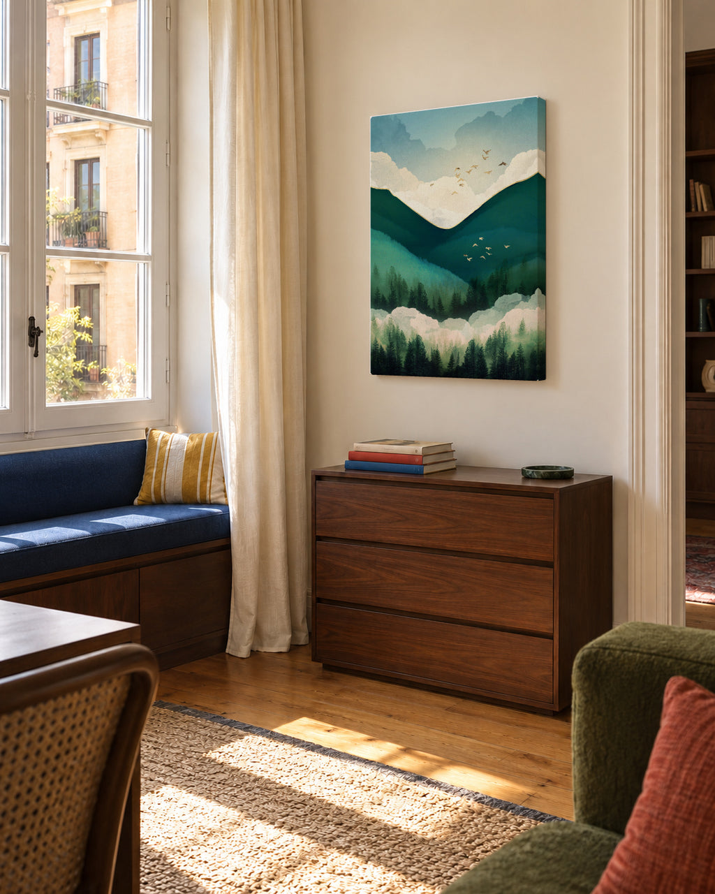 Emerald Hills - Unframed canvas in an interior