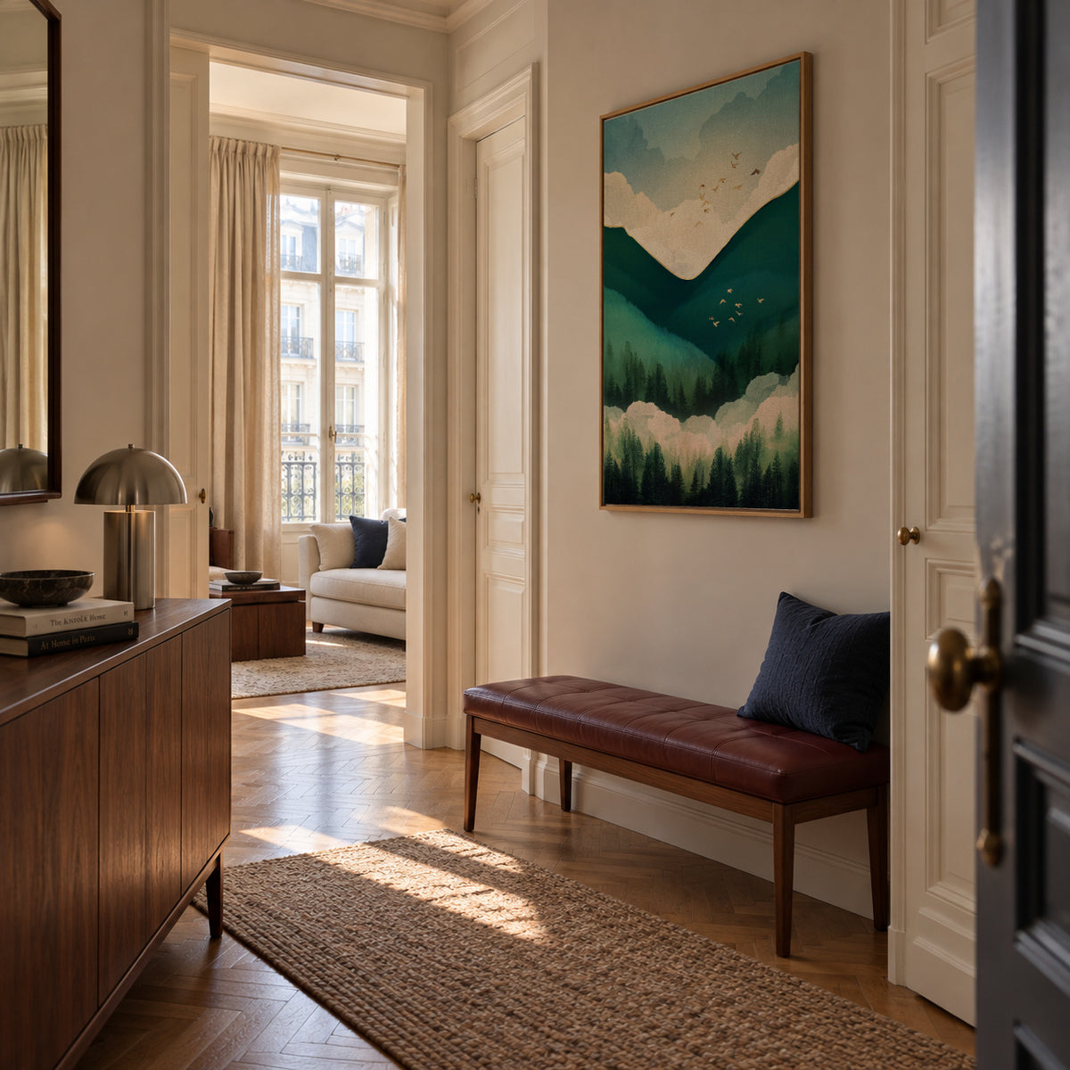 Emerald Hills - Framed canvas in an interior