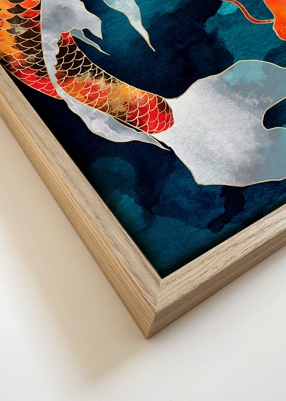 Quadro Koi japonês laranja sobre azul