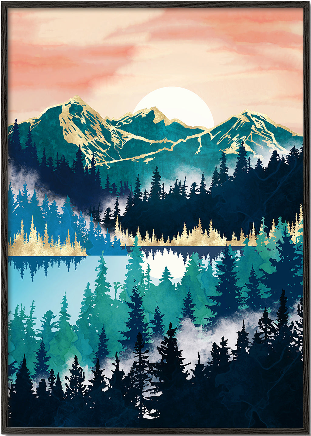 Quadro de paisagem com lago
