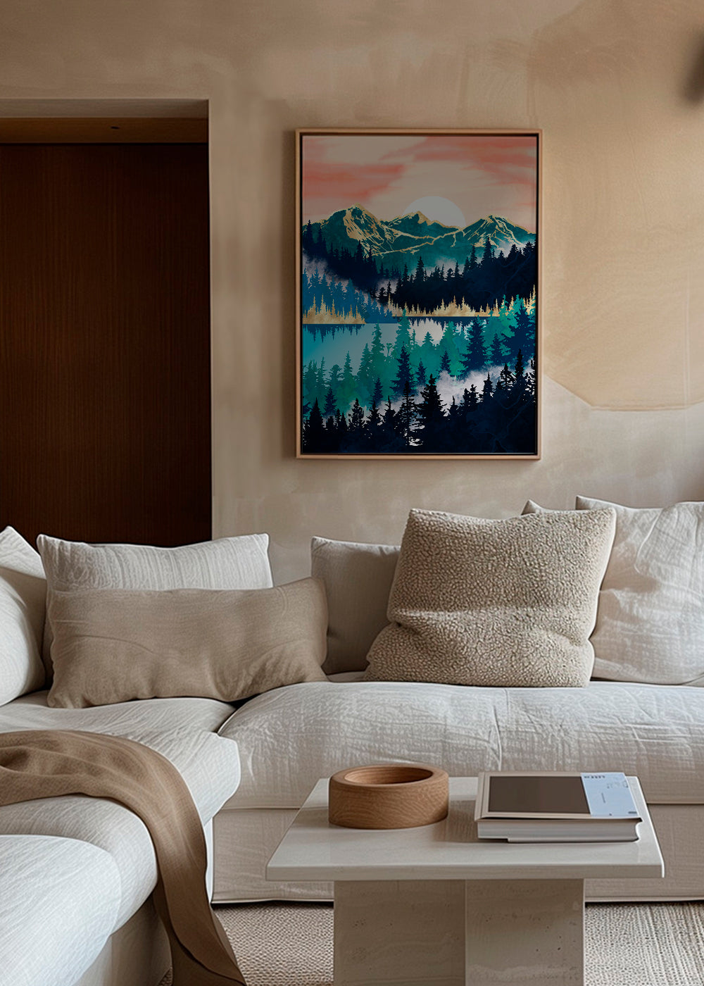 Quadro de paisagem com lago