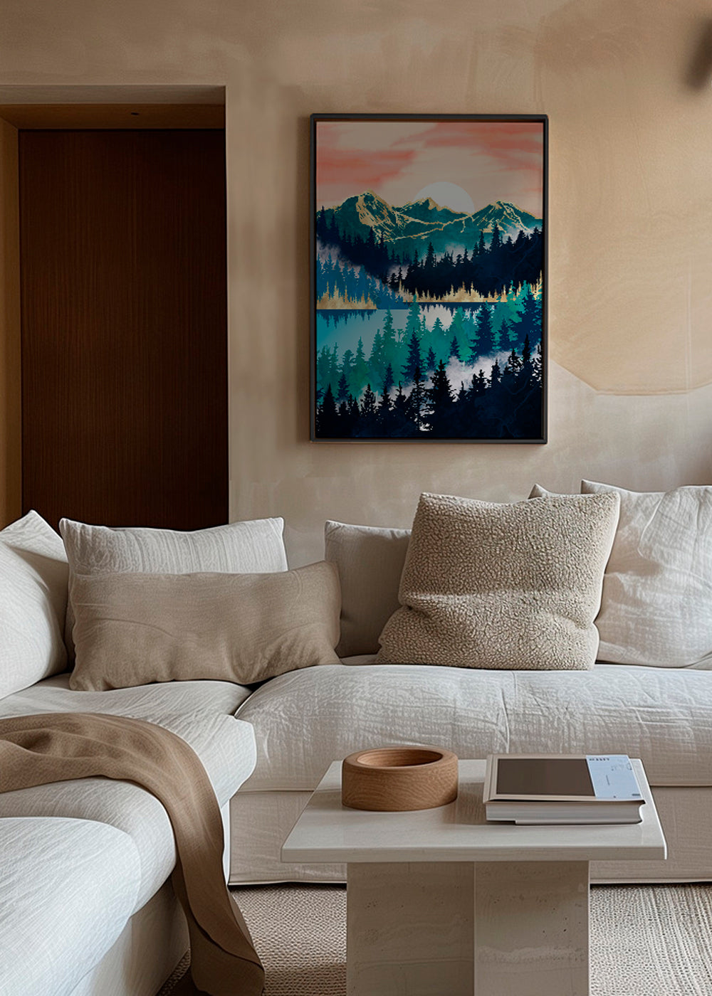 Quadro de paisagem com lago