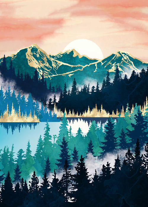 Quadro de paisagem com lago