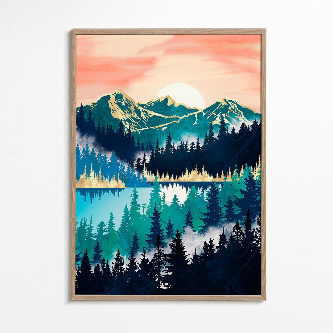 Quadro de paisagem com lago