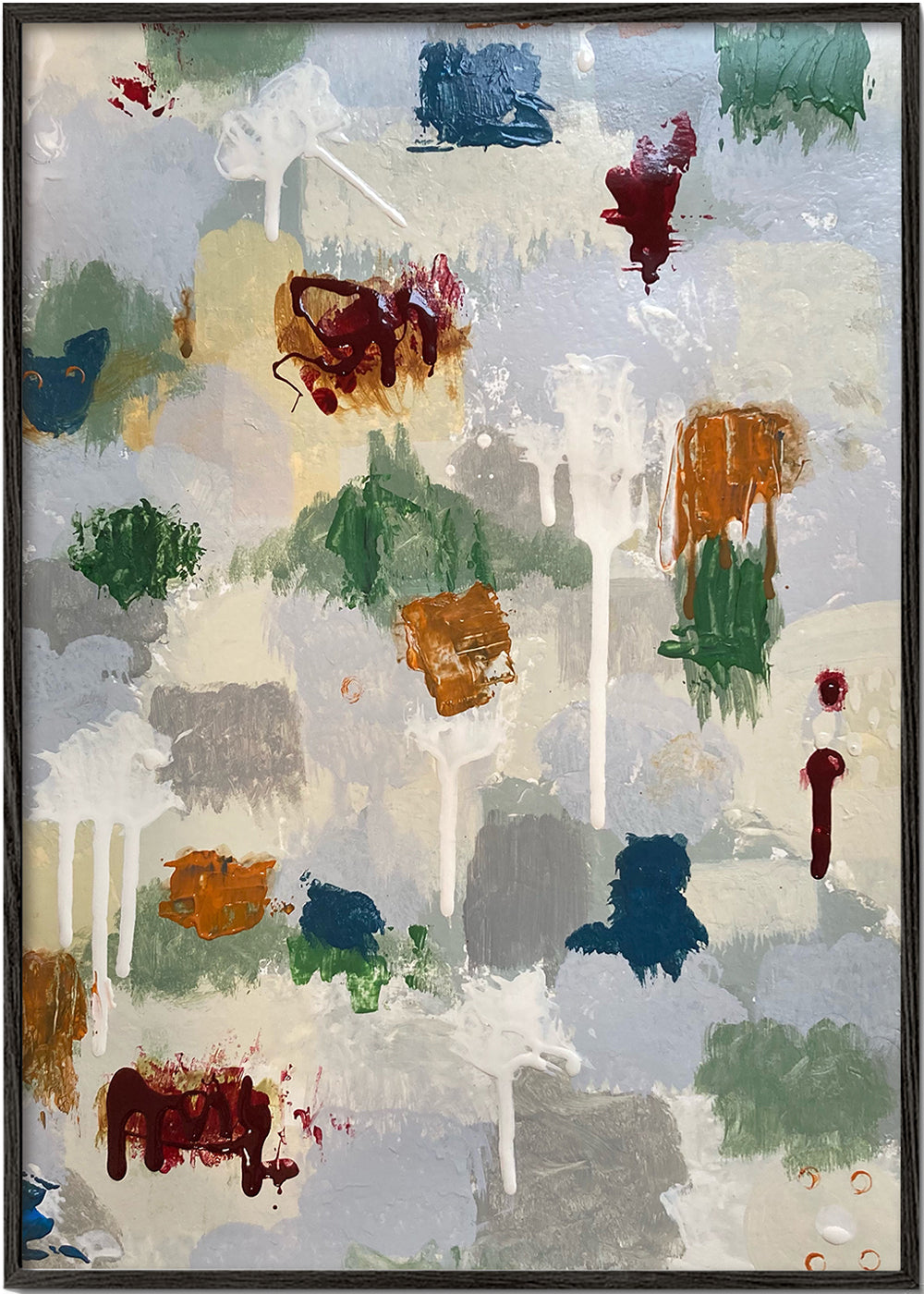 Quadro abstrato com salpicos cobre
