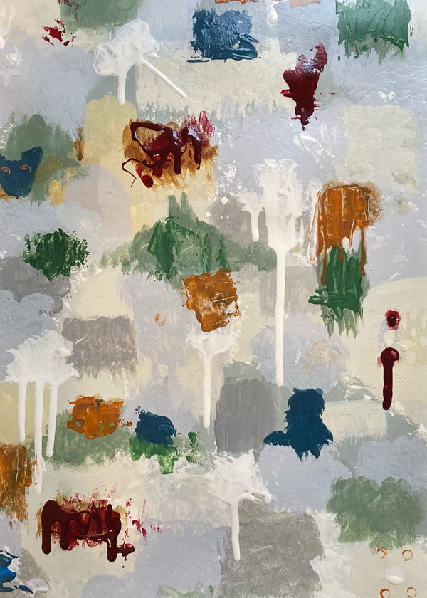 Quadro abstrato com salpicos cobre