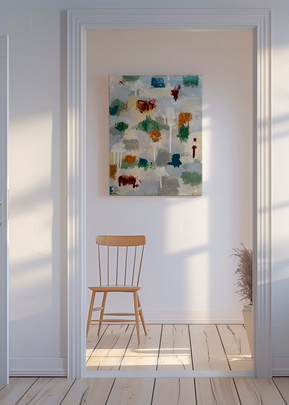 Quadro abstrato com salpicos cobre