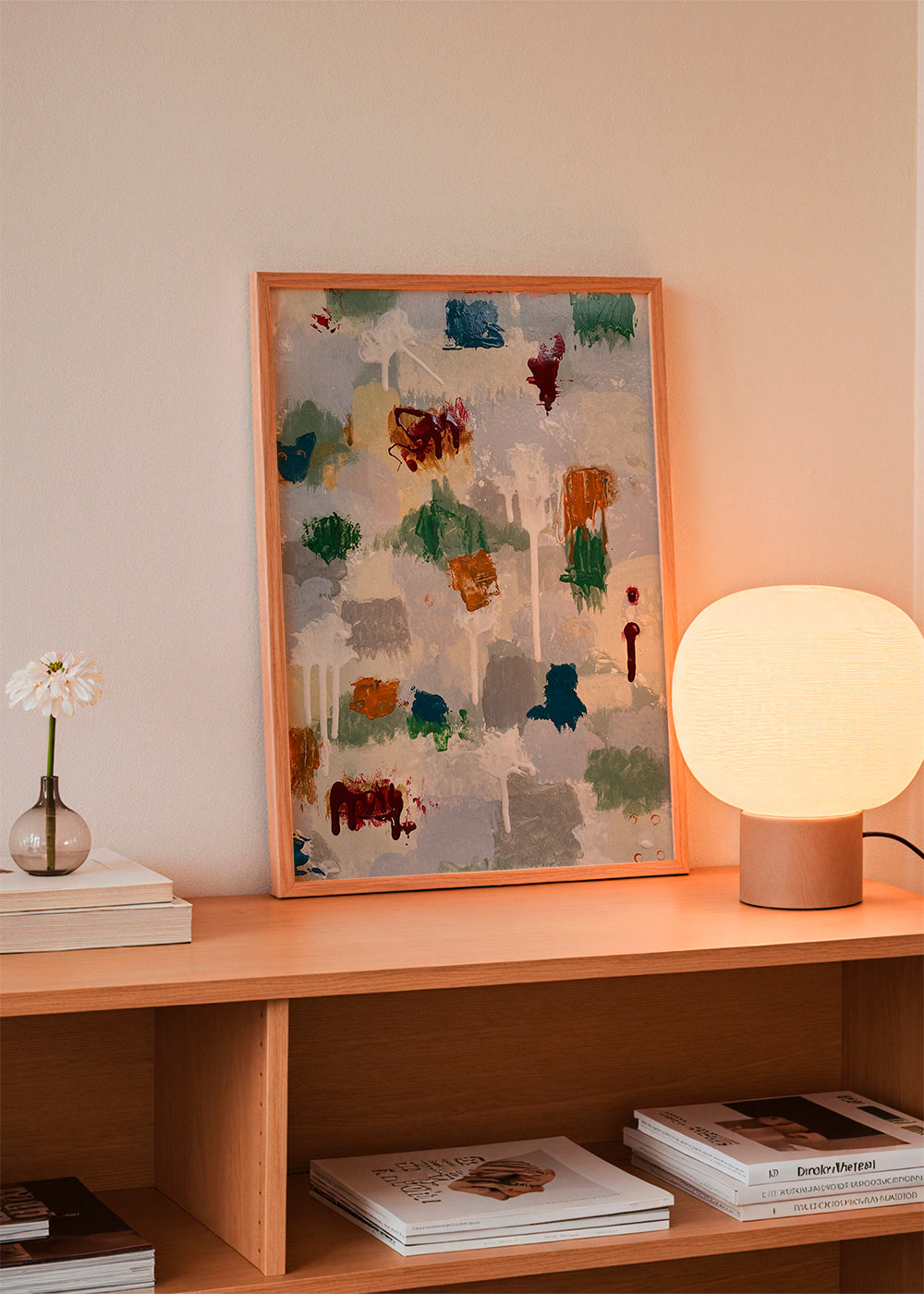 Quadro abstrato com salpicos cobre