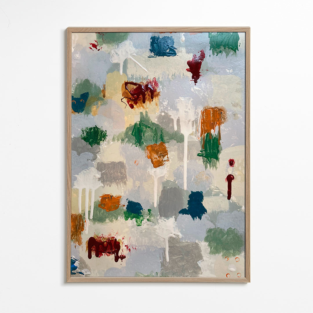 Quadro abstrato com salpicos cobre