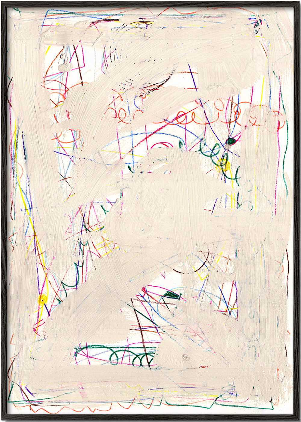 Quadro infantil rabisco bege