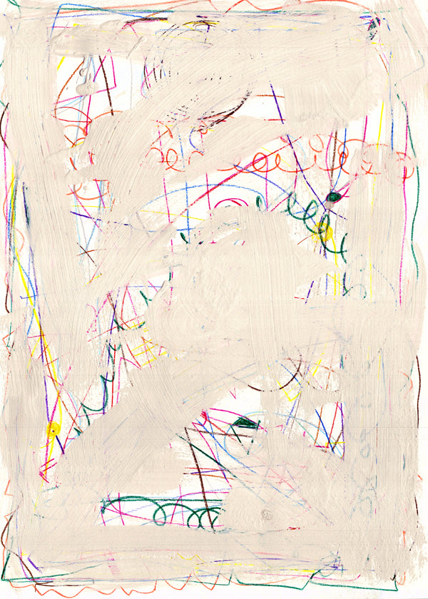 Quadro infantil rabisco bege