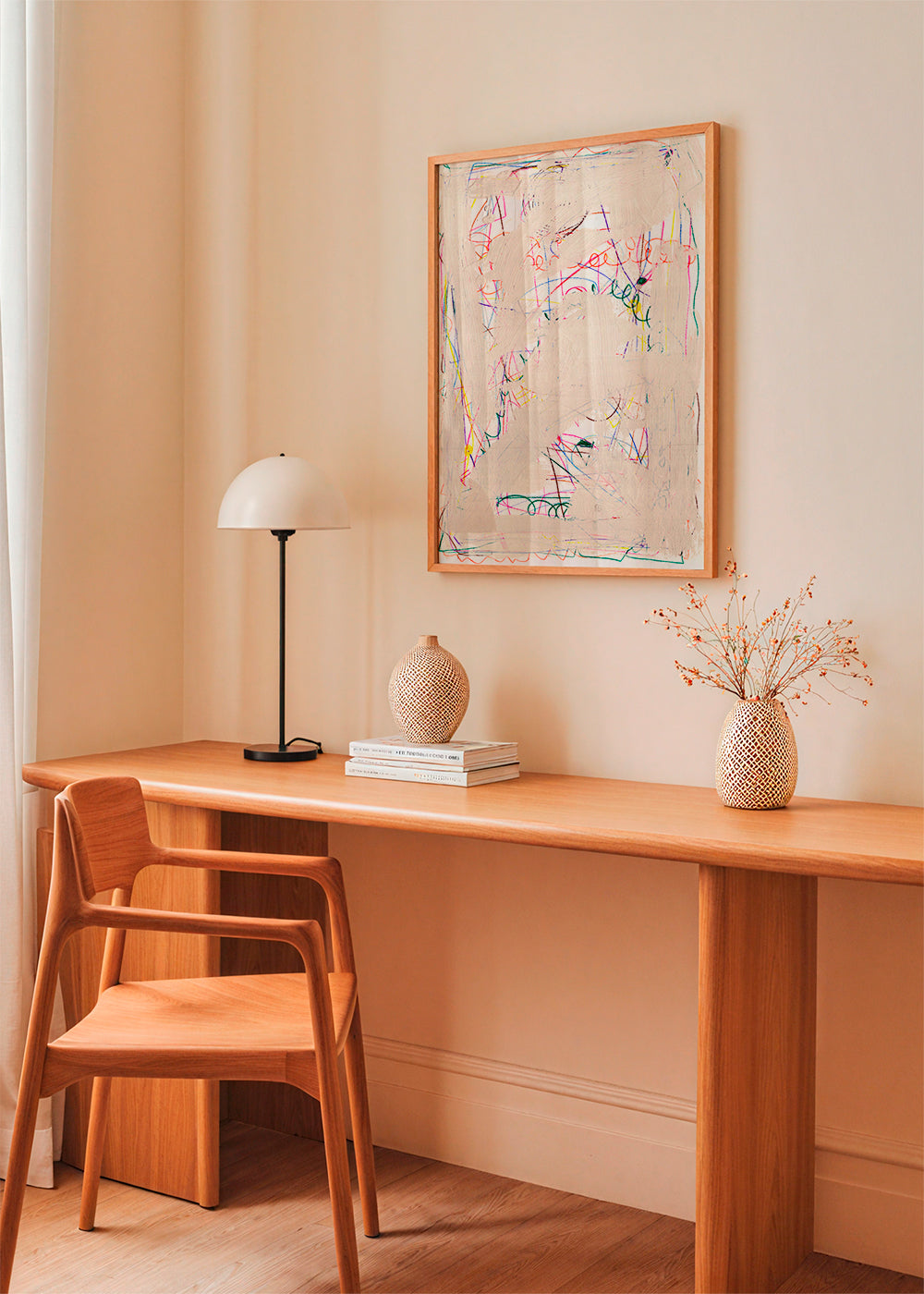 Quadro infantil rabisco bege