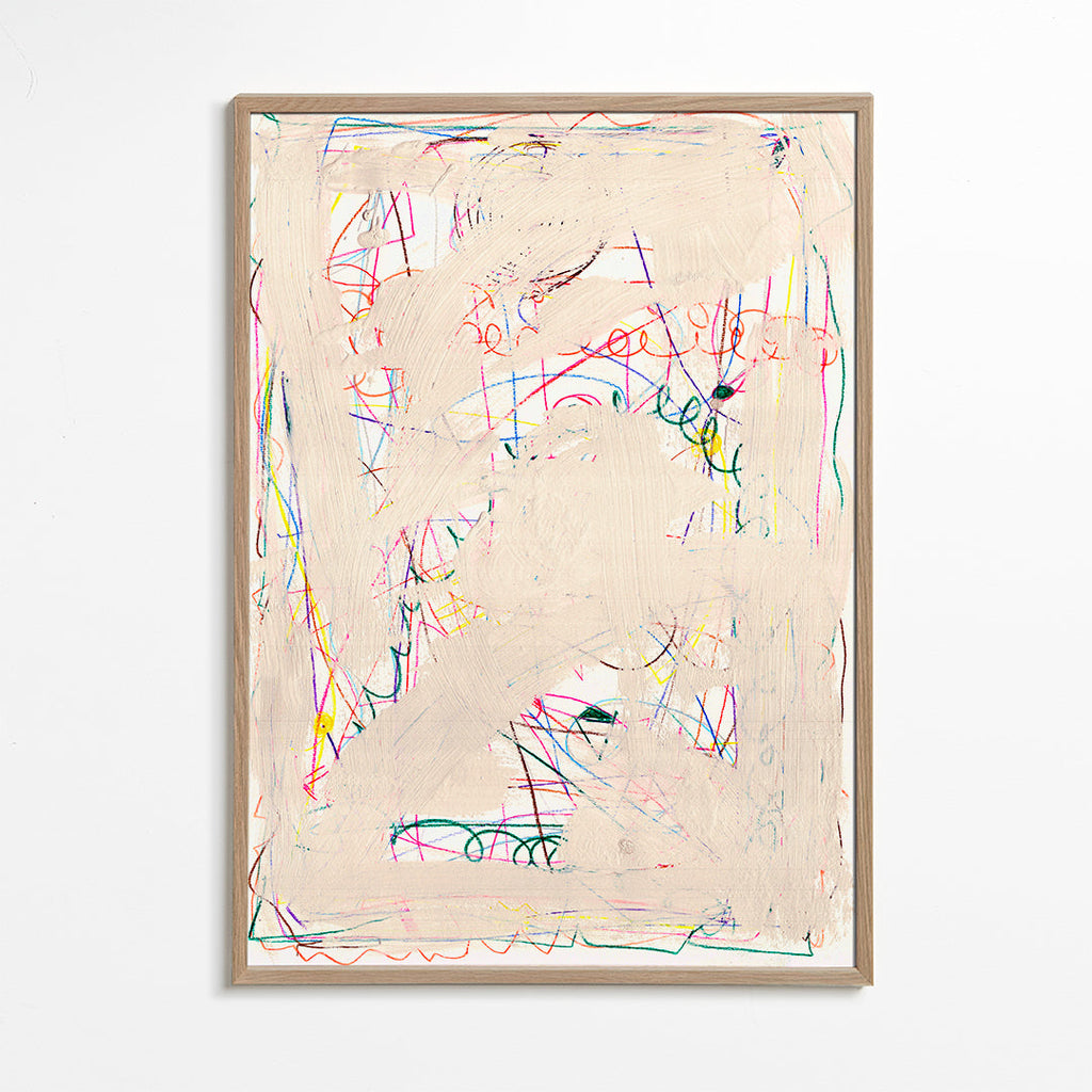 Quadro infantil rabisco bege