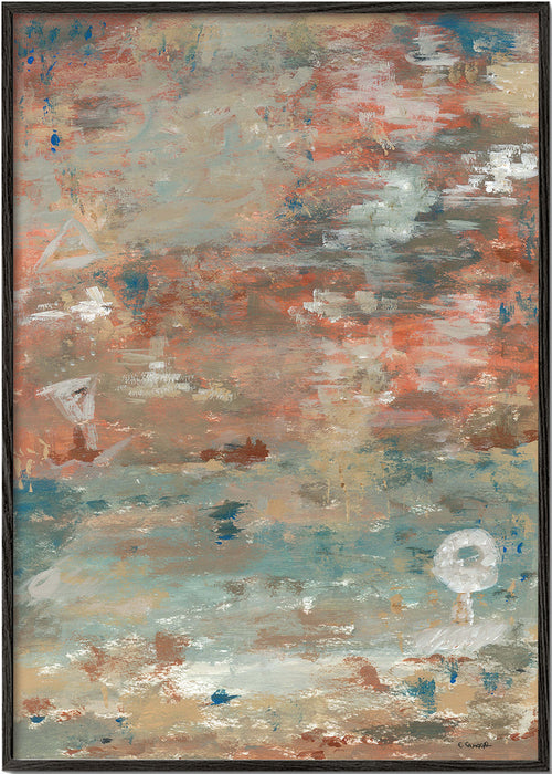 Quadro abstrato em tons de mar e terra
