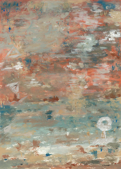 Quadro abstrato em tons de mar e terra