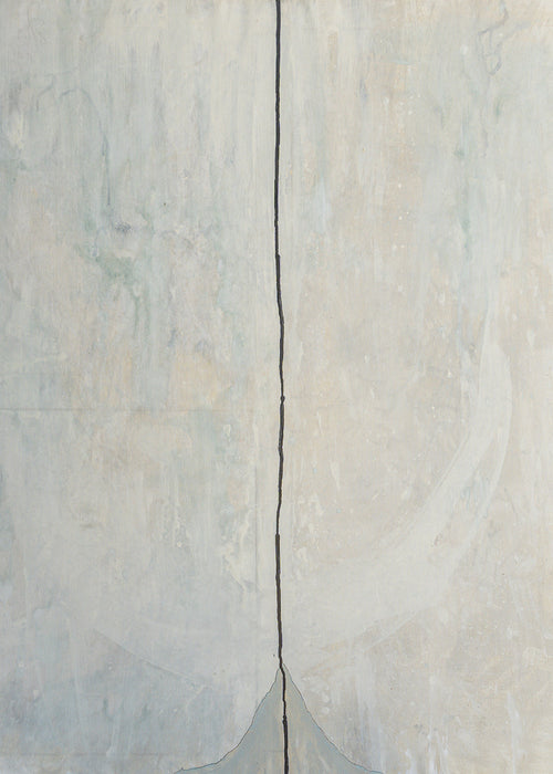 Quadro abstrato com linha central e arco minimal
