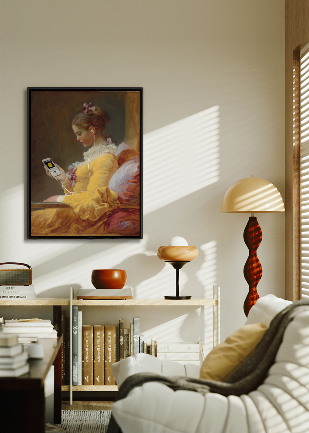 Listening a new track - Framed canvas in an interior