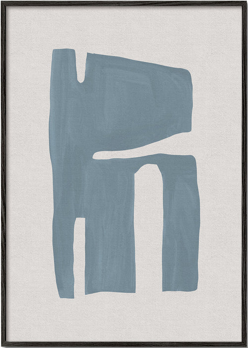 Quadro abstrato com traço azul orgânico