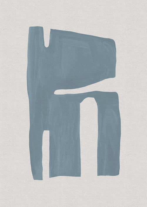 Quadro abstrato com traço azul orgânico