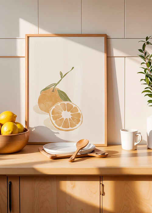 Arte para cozinha com laranjas ilustração minimal