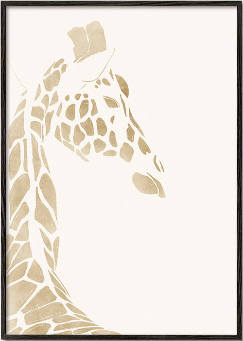 Quadro girafa bege perfil – Black Frame