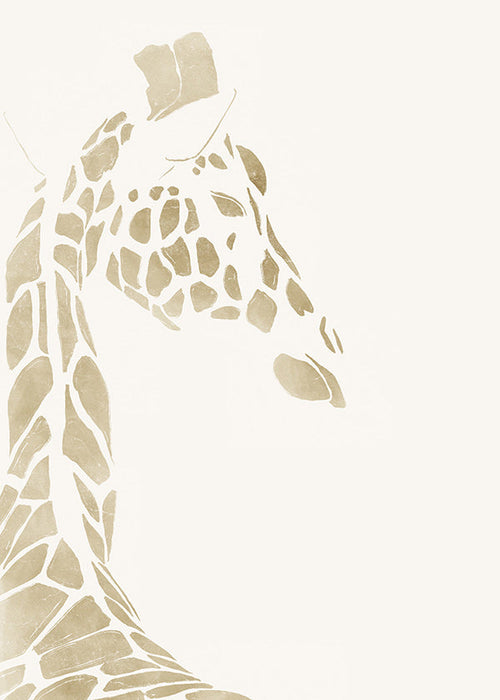 Quadro girafa bege perfil