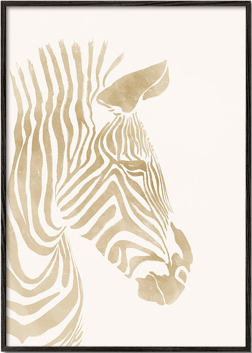 Quadro zebra bege minimalista – Black Frame