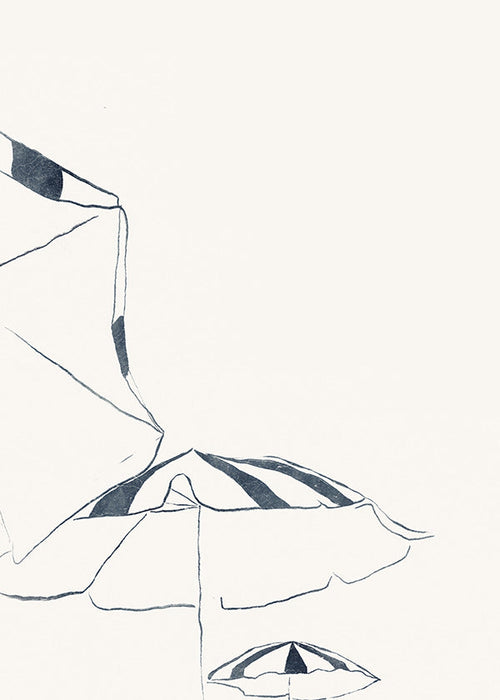 Ilustração guarda-sóis azuis minimalista