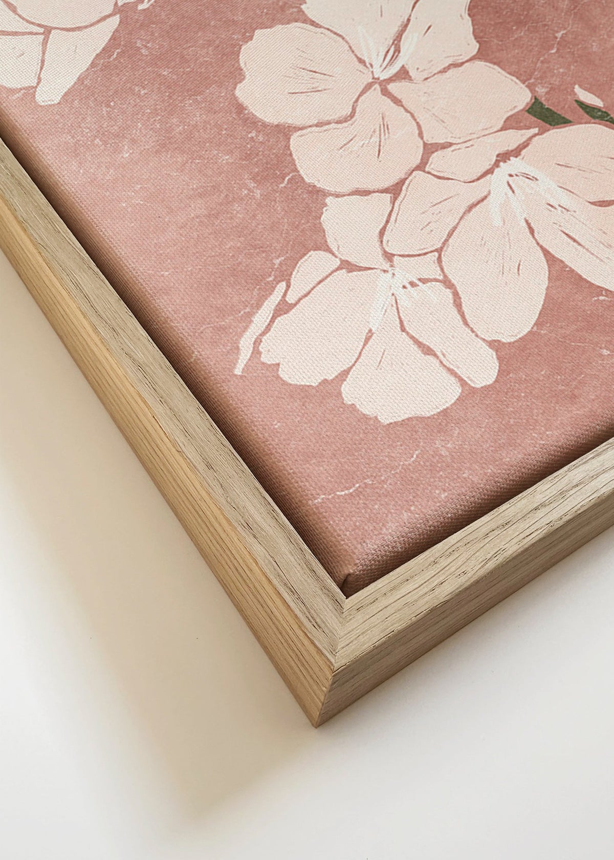 Estampa botânica flores rosa com textura vintage – Canvas detail