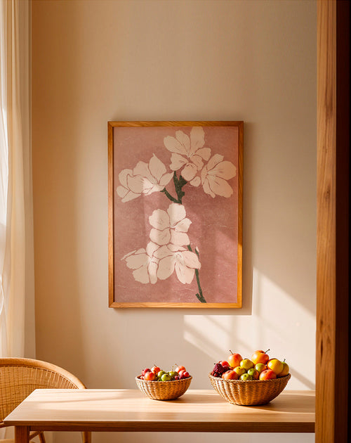 Estampa botânica flores rosa com textura vintage – Product1
