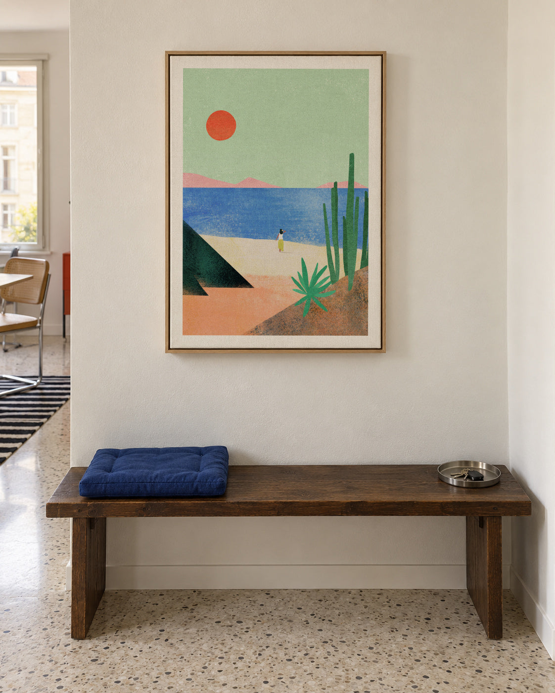 Beach Girl II - Framed canvas in an interior
