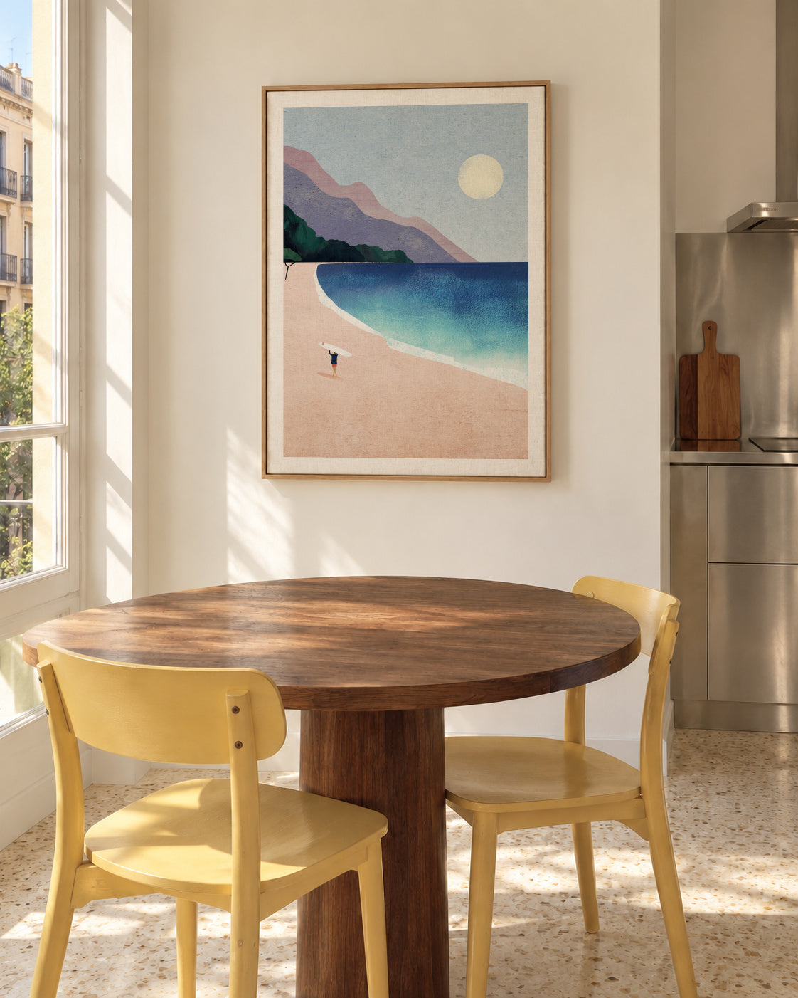 Surf Beach II - Framed canvas in an interior