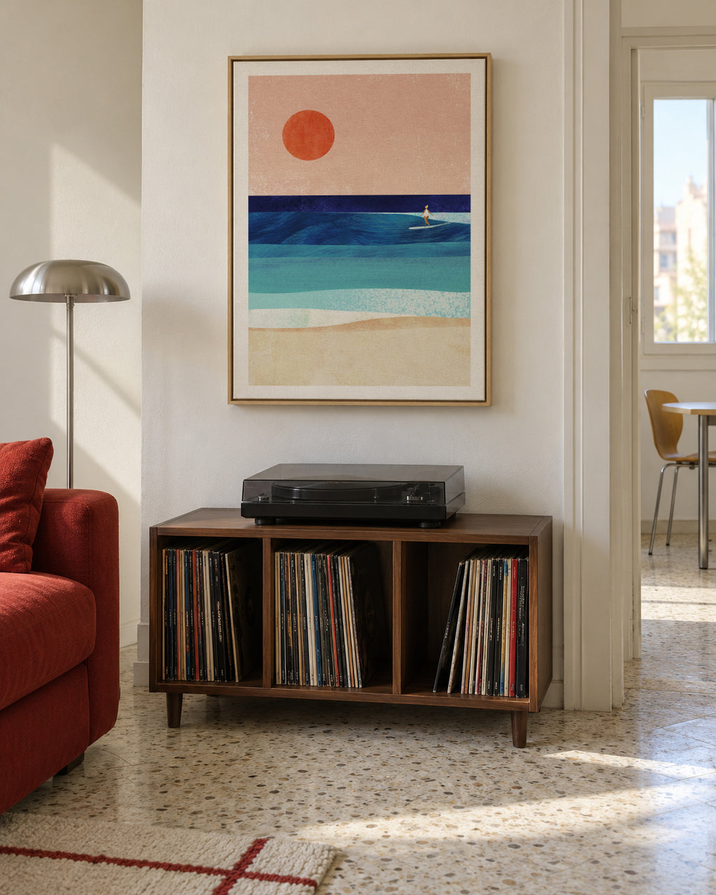 Surf Girl V - Framed canvas in an interior