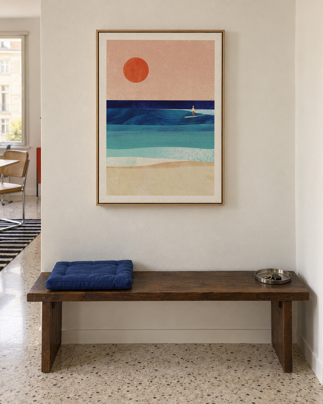 Surf Girl V - Framed canvas in an interior