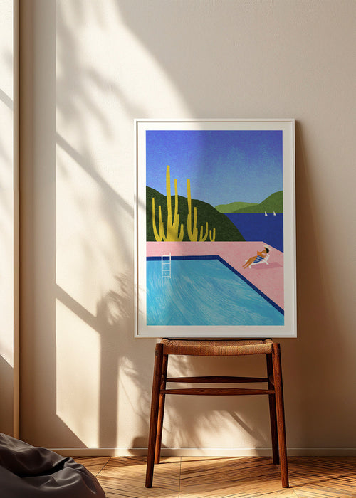 Ilustração piscina junto ao mar