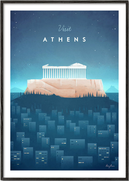 Poster de viagem: Atenas ilustrada à noite