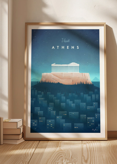 Poster de viagem: Atenas ilustrada à noite
