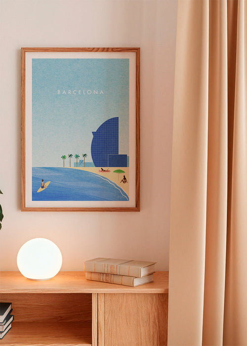 Poster de viagem Barcelona praia ilustrada