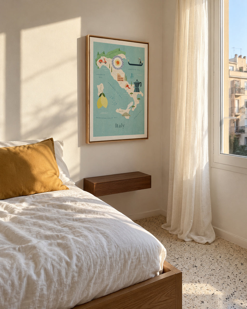 Italy Map - Framed canvas in an interior