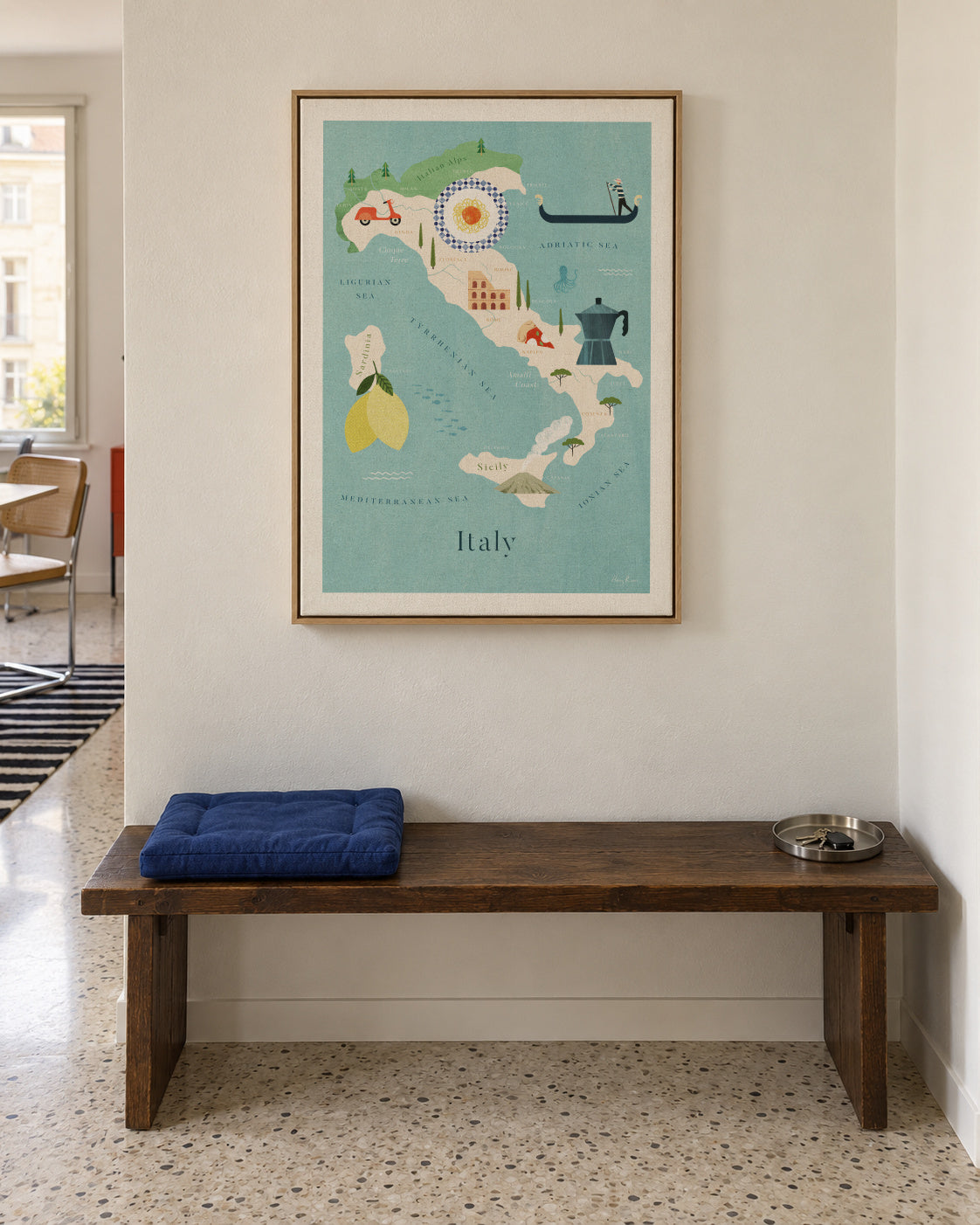 Italy Map - Framed canvas in an interior